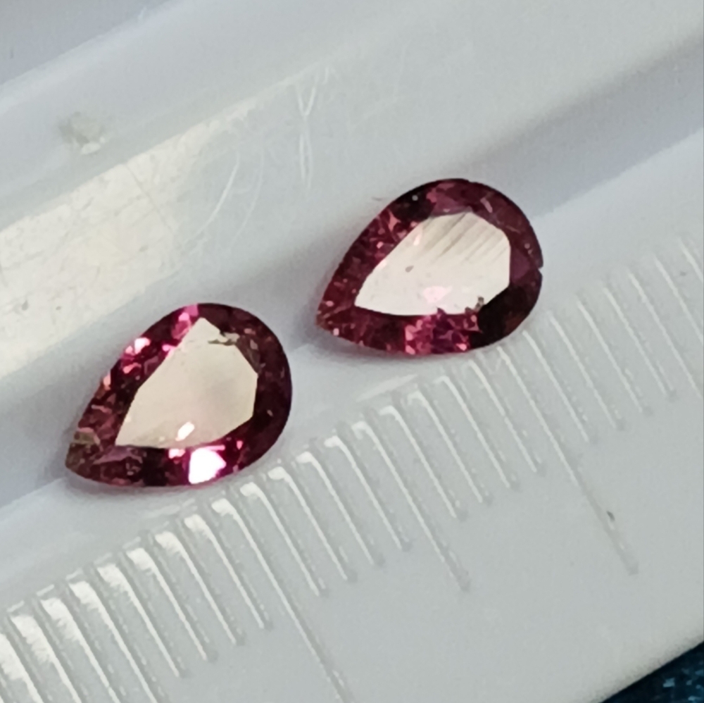 Elegant Pair Of 7x5mm Pear-Shaped Pink Tourmaline